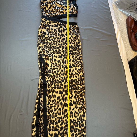 Leopard Print Maxi Dress with Side Slit - Black & Brown - Picture 5 of 5